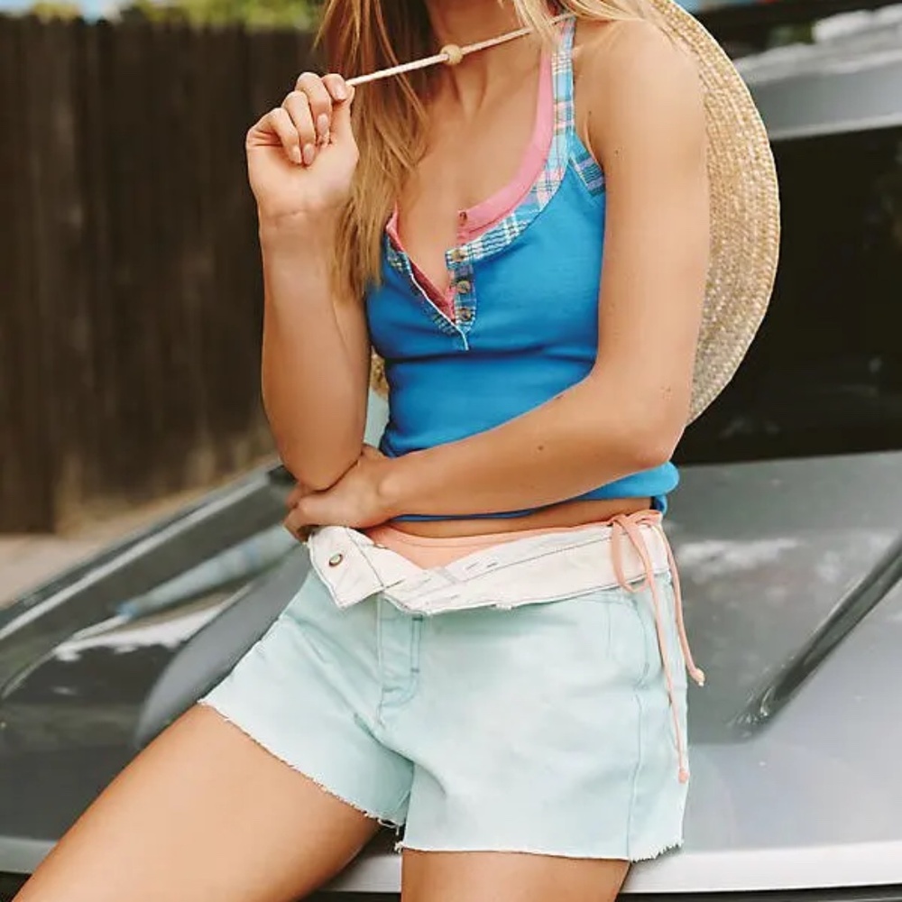 PILCRO  Anthropologie Devon Denim Shorts - Mint Julep Size 27 NWT